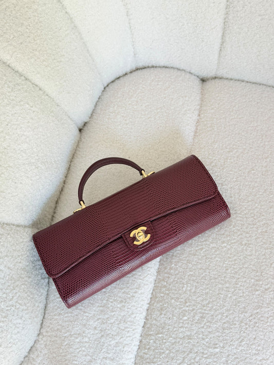 Chanel Clutch Bag With Chain Lizard Embossed - 25 cm