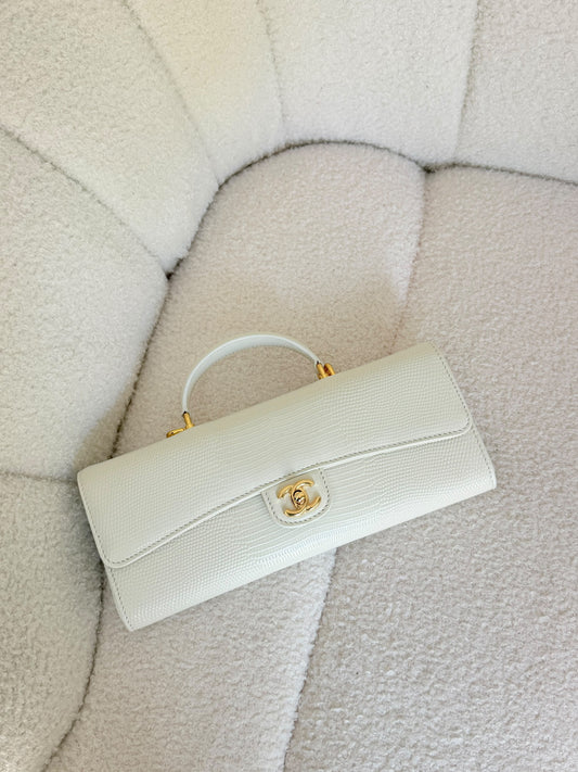 Chanel Clutch Bag With Chain Lizard Embossed - 25 cm
