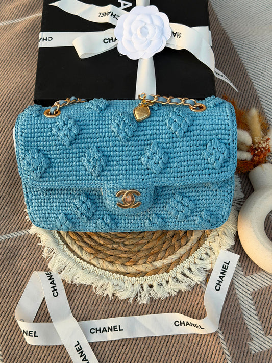 Chanel Tweed Texture Interwoven Bag - 20 cm