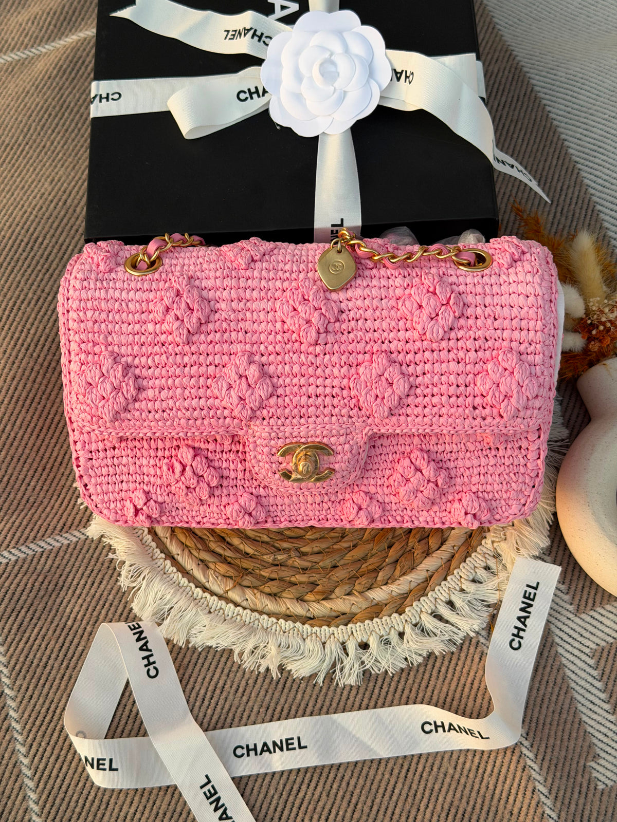 Chanel Tweed Texture Interwoven Bag - 20 cm