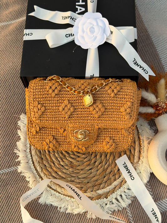 Chanel Tweed Texture Interwoven Bag - 20 cm