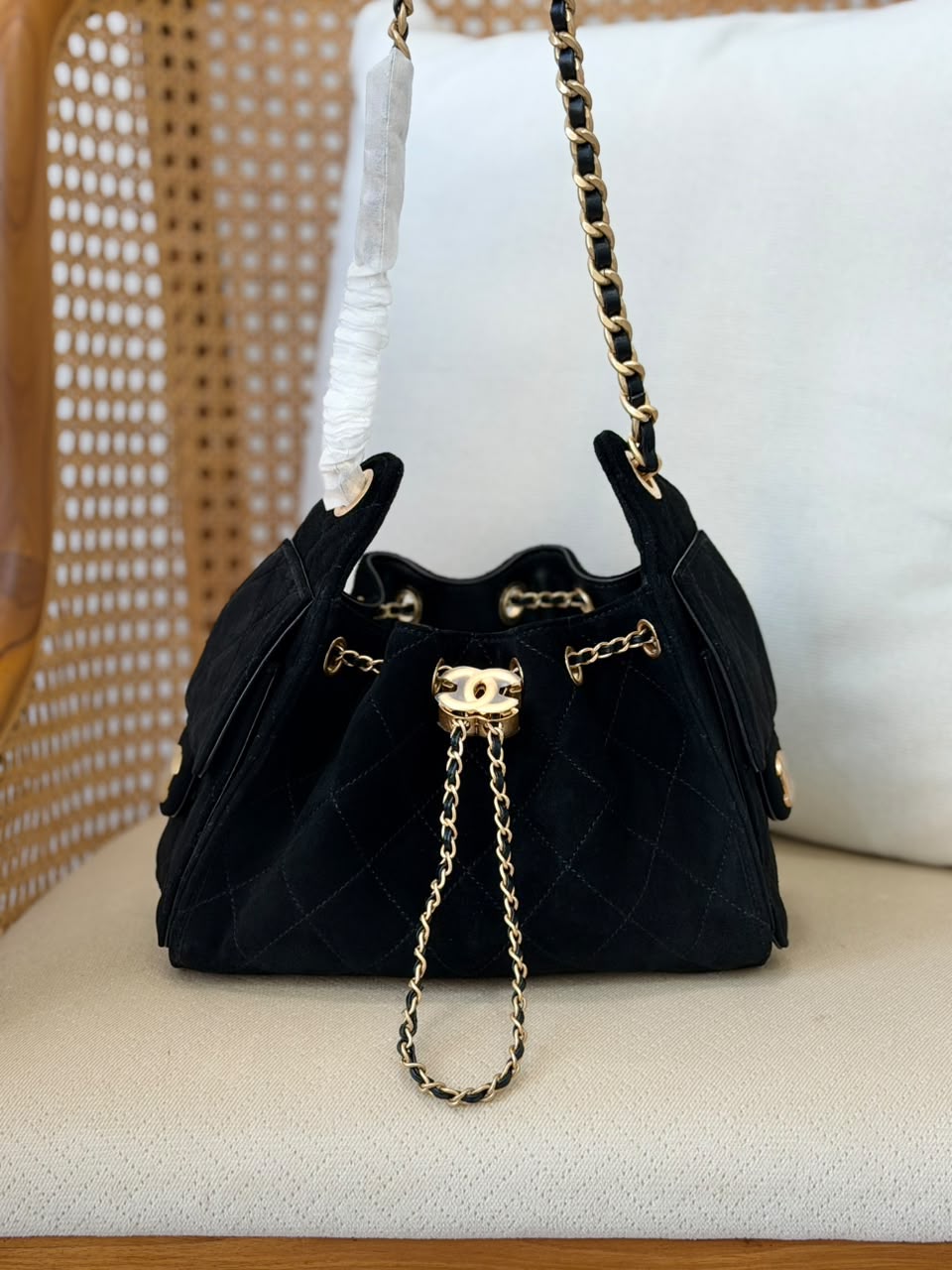 Chanel Hobo Suede Bag - 22 cm