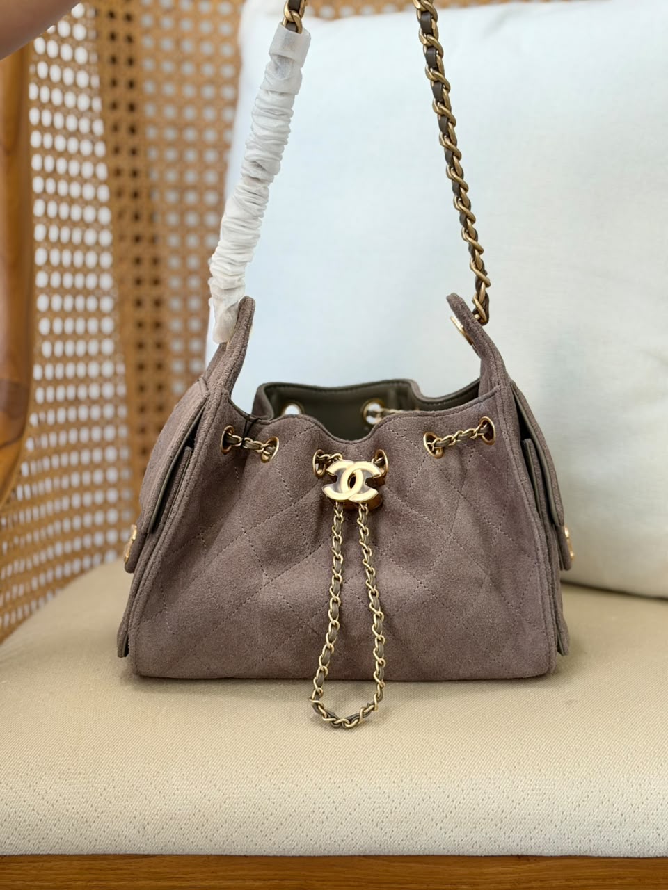 Chanel Hobo Suede Bag - 22 cm