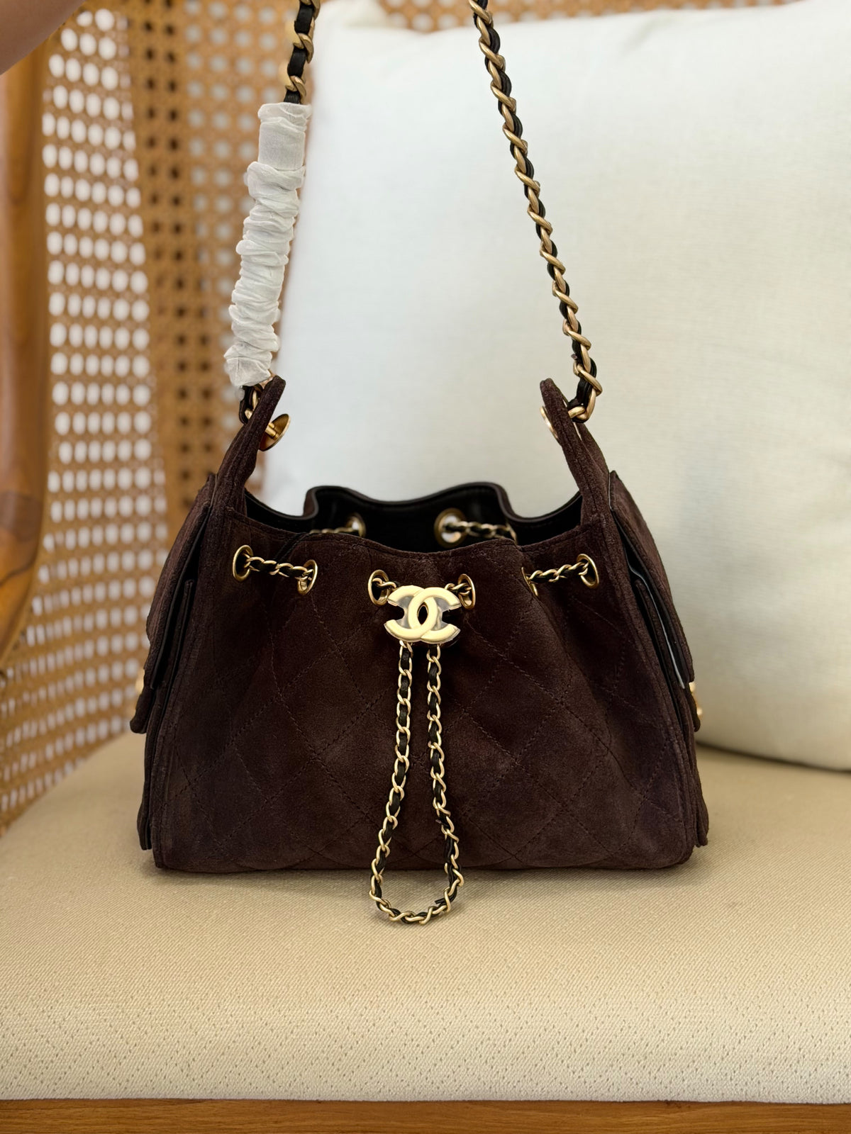Chanel Hobo Suede Bag - 22 cm