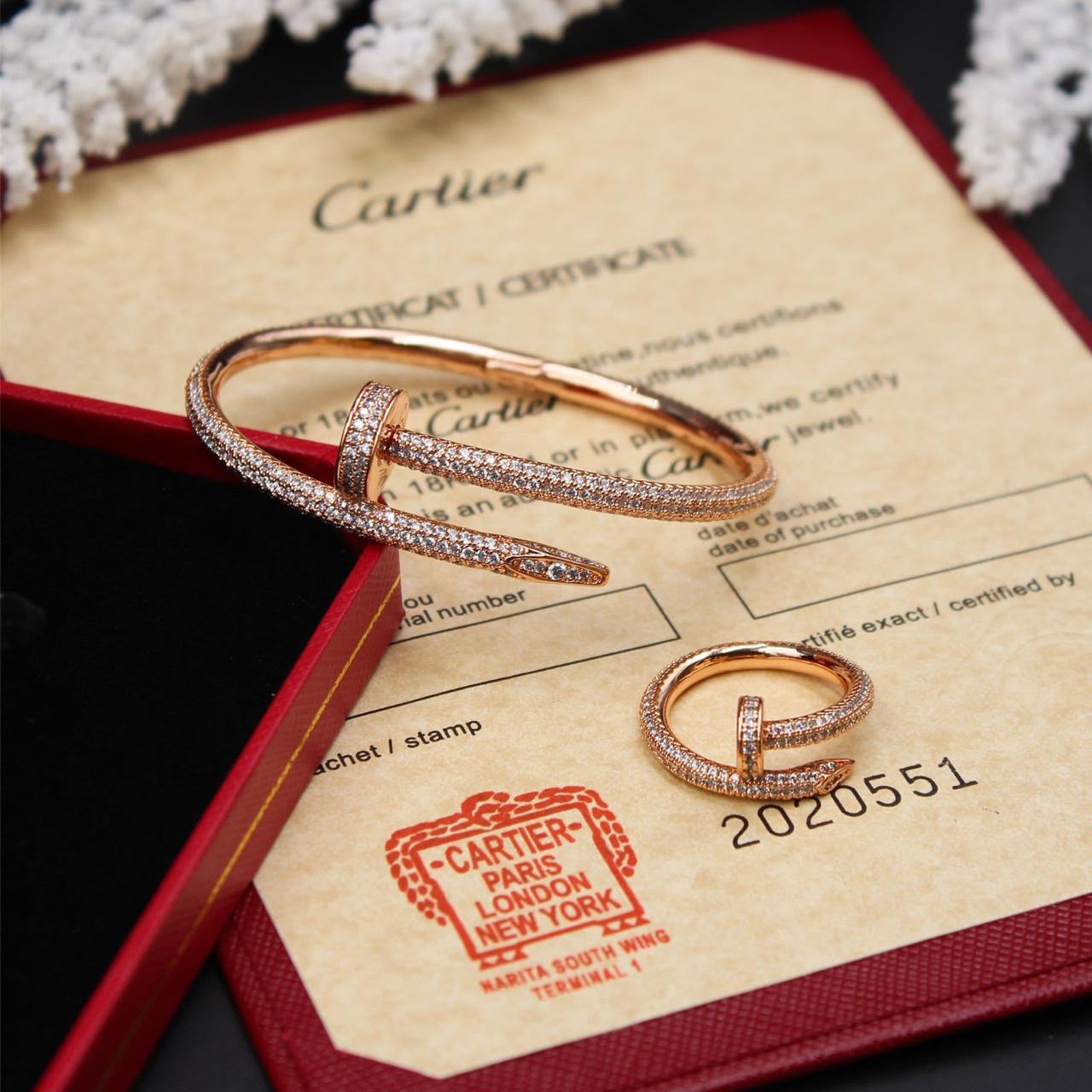 FAYZA rose gold pavé cuff bangle and matching ring set