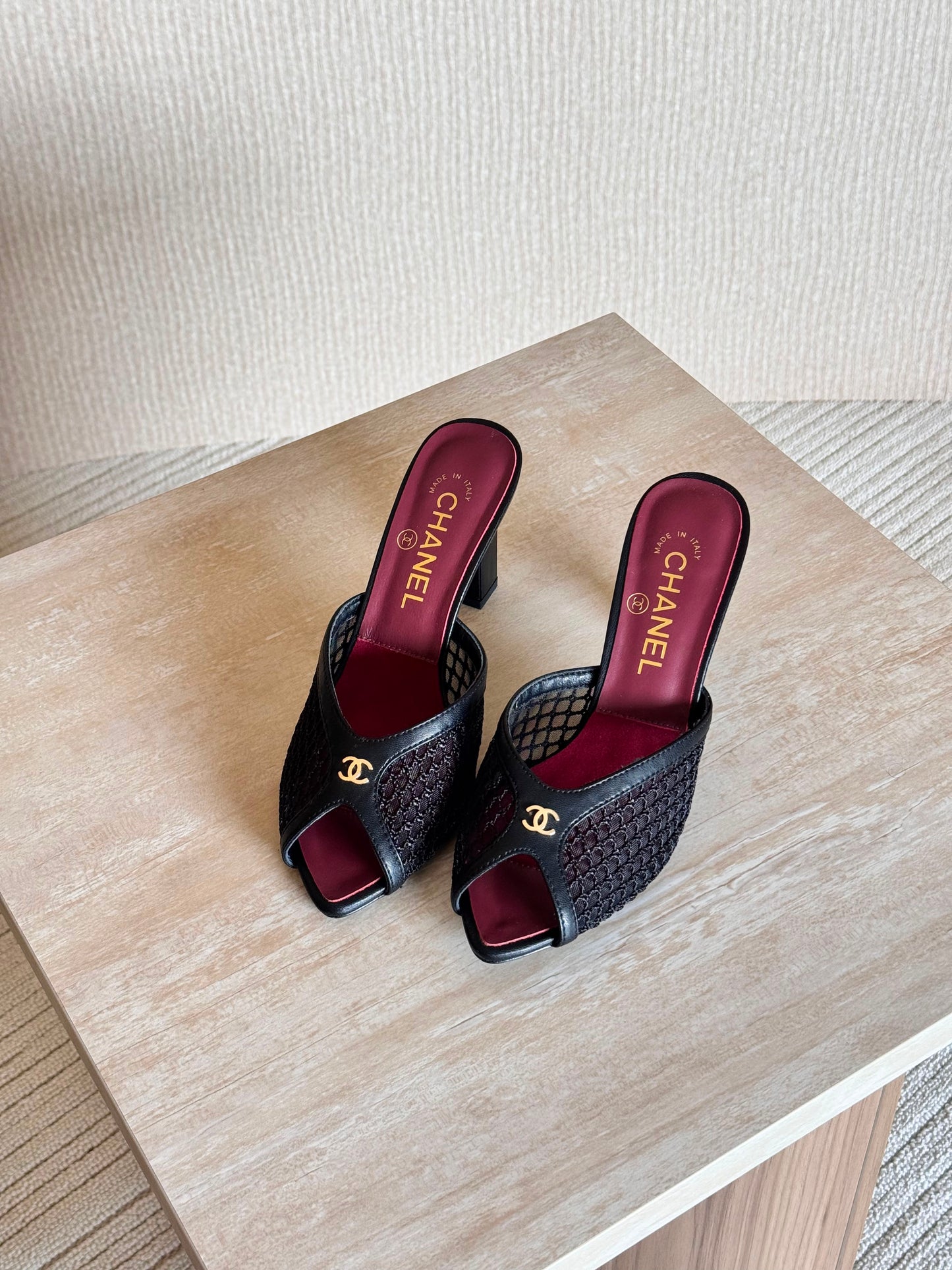 Chanel Peep-Toe Mules