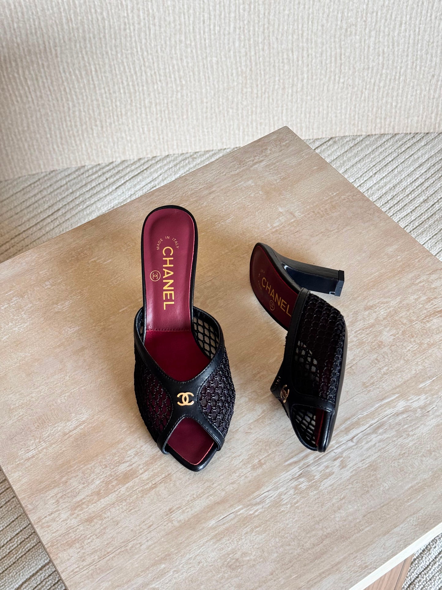 Chanel Peep-Toe Mules