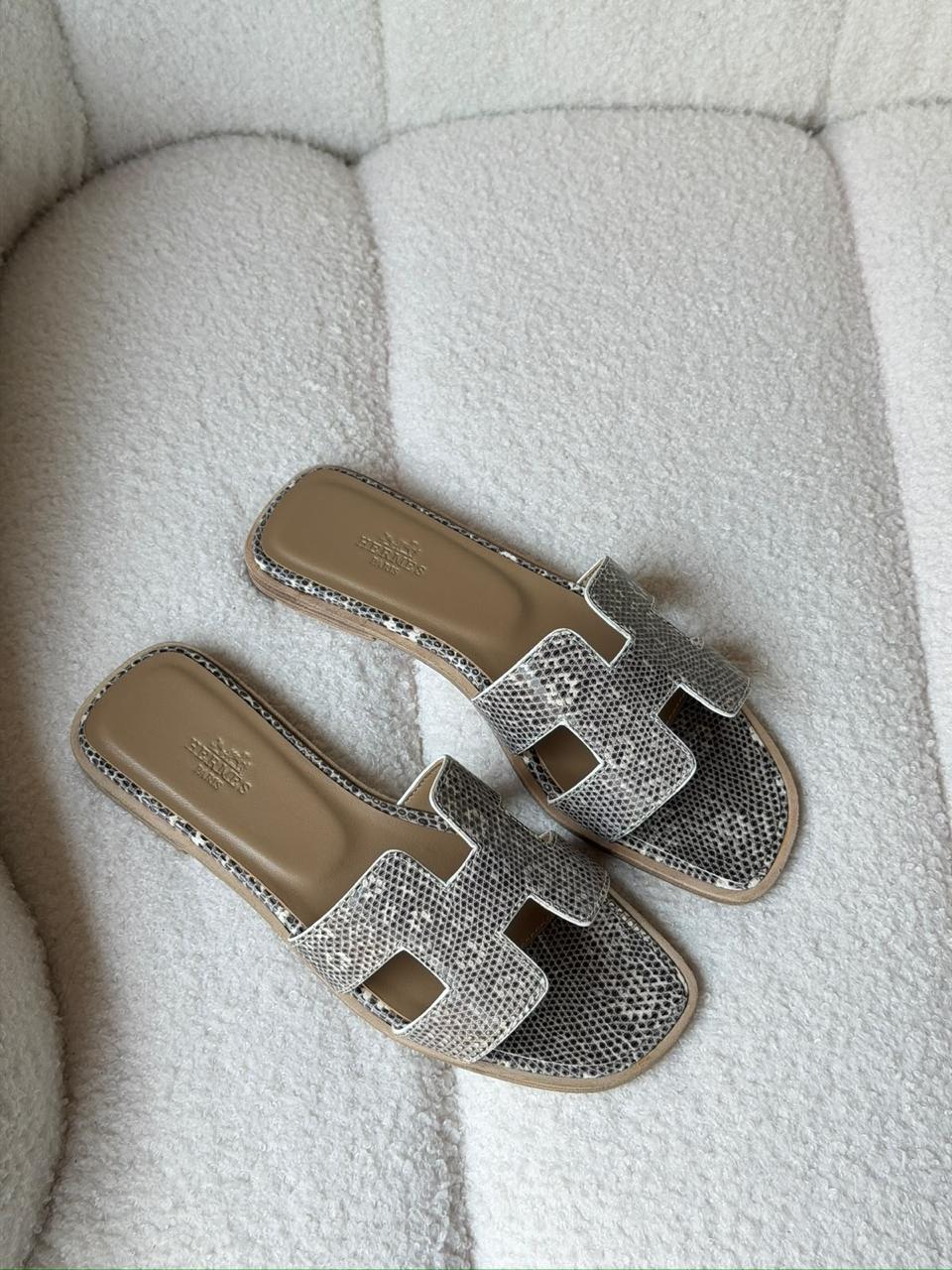 Hermes Oran Sandal With Original Crocodile Leather