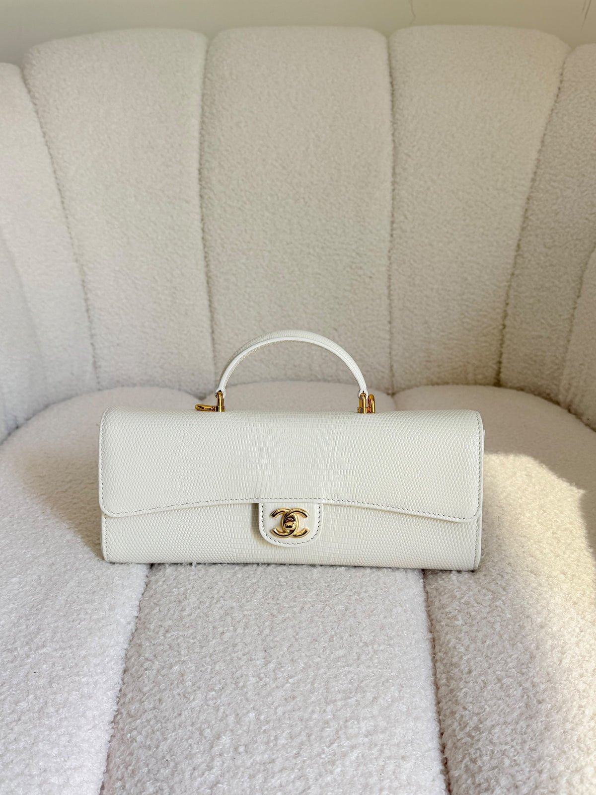 Chanel Clutch Bag With Chain Lizard Embossed - 25 cm