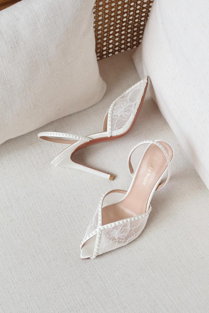 Andrea wazen Katy Heels in Lace & Satin