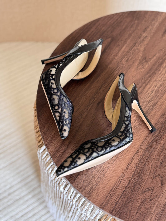 Dior Embroidered Mesh Sligback Sandals