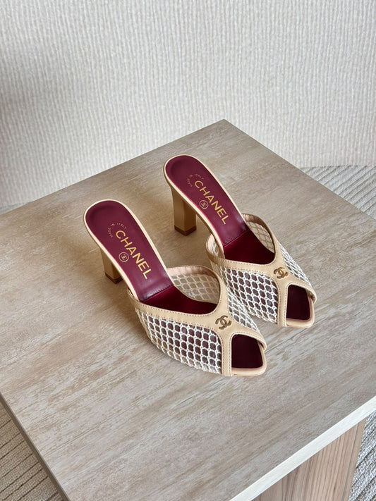 Chanel Mesh Lambskin Mules