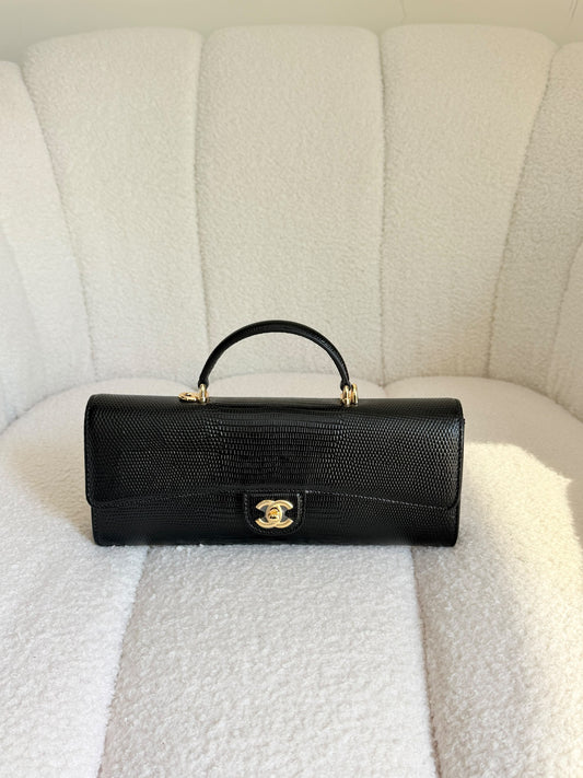 Chanel Clutch Bag With Chain Lizard Embossed - 25 cm