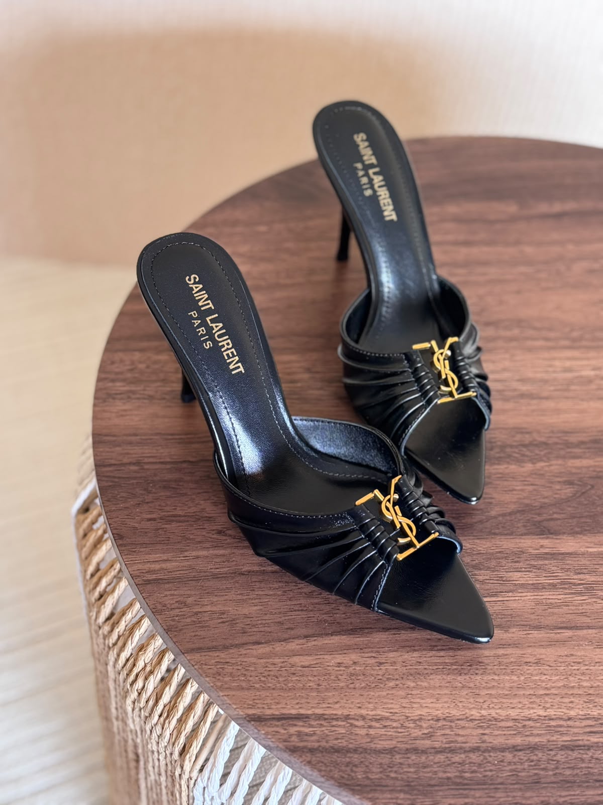 Ysl Babylone 90 Mules in Shinny Leather