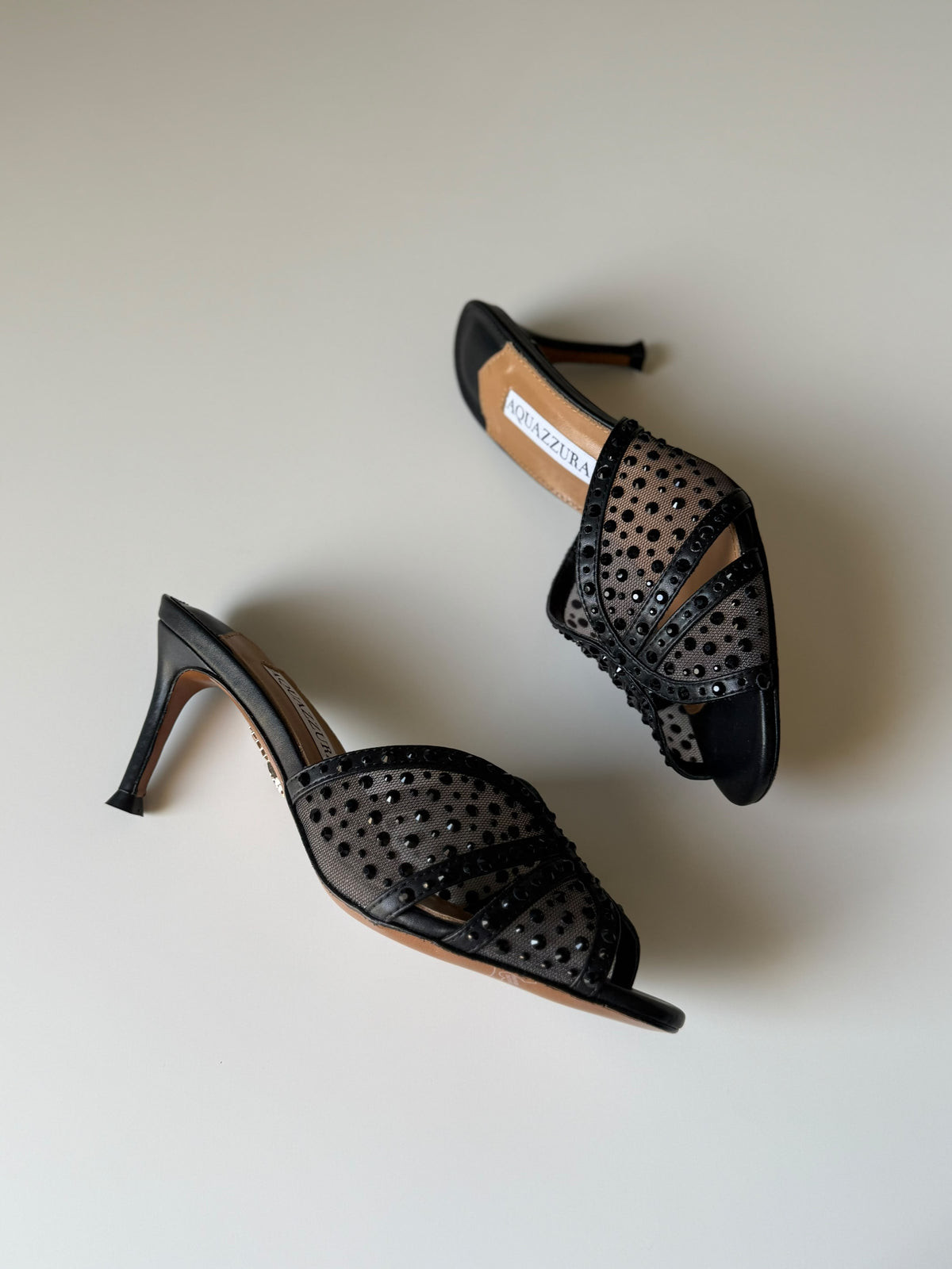 Aquazzura Lover Mules With Crystal Embellishment