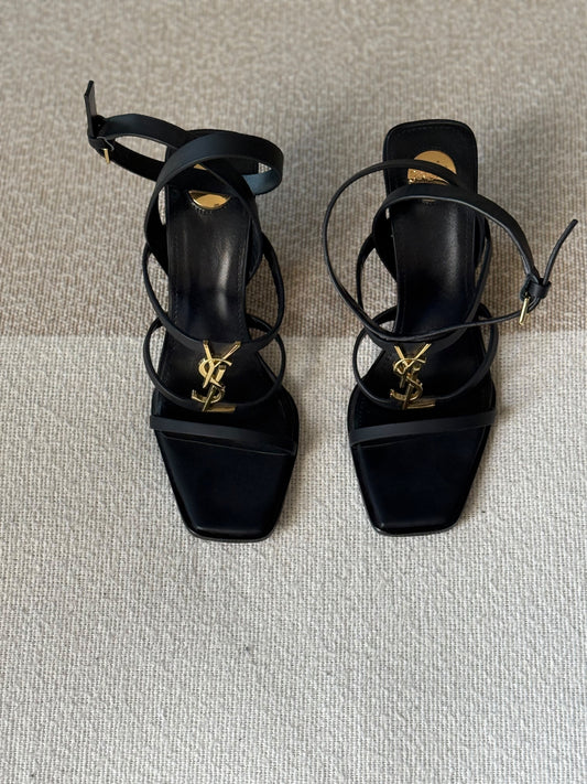 YSL Cassandra Logo Plaque Sandals