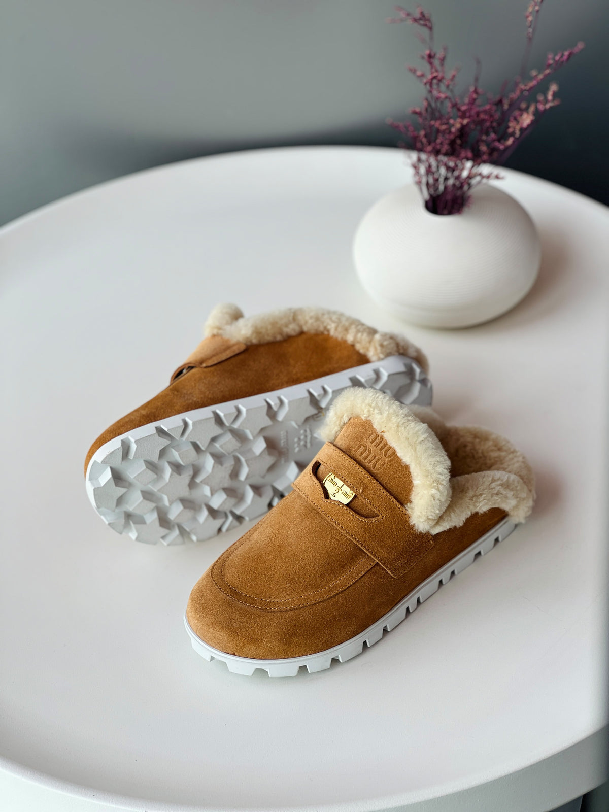 Miu Miu Suede Flat Mules