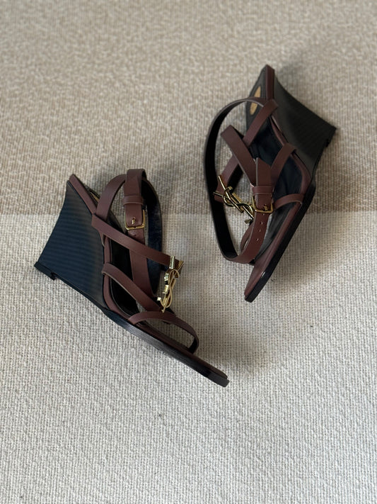 YSL Cassandra Logo Plaque Sandals