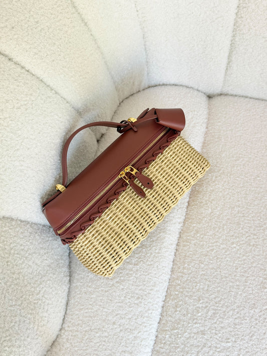 Chanel Small Vanity Straw Leather Shoulder Bag -23 cm