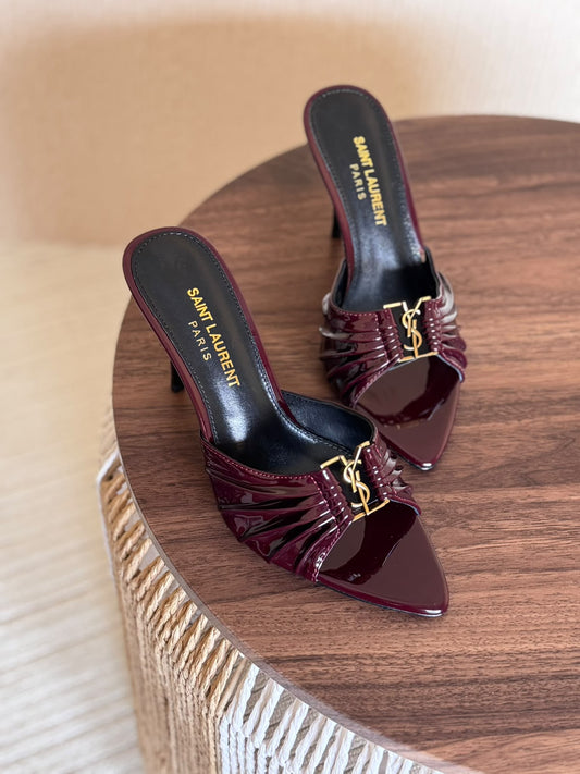 Ysl Babylone 90 Mules in Shinny Leather
