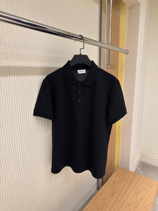 YSL Black Piqué Polo