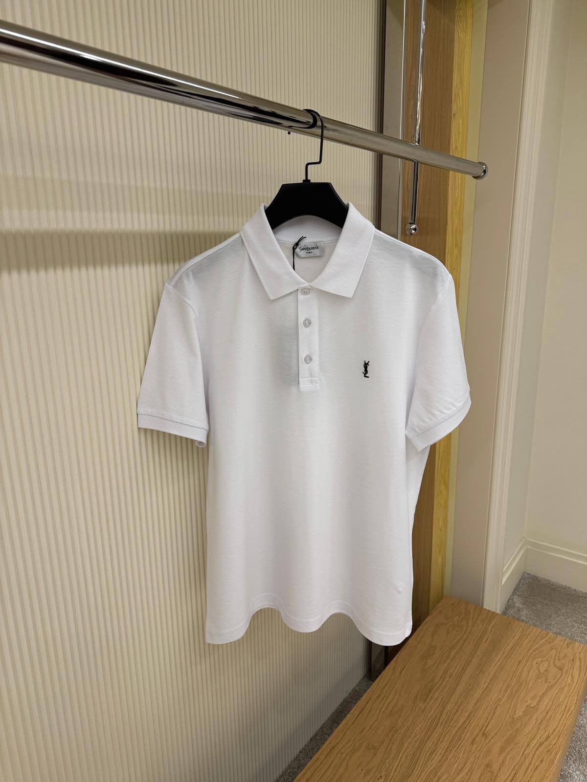 YSL White Piqué Polo