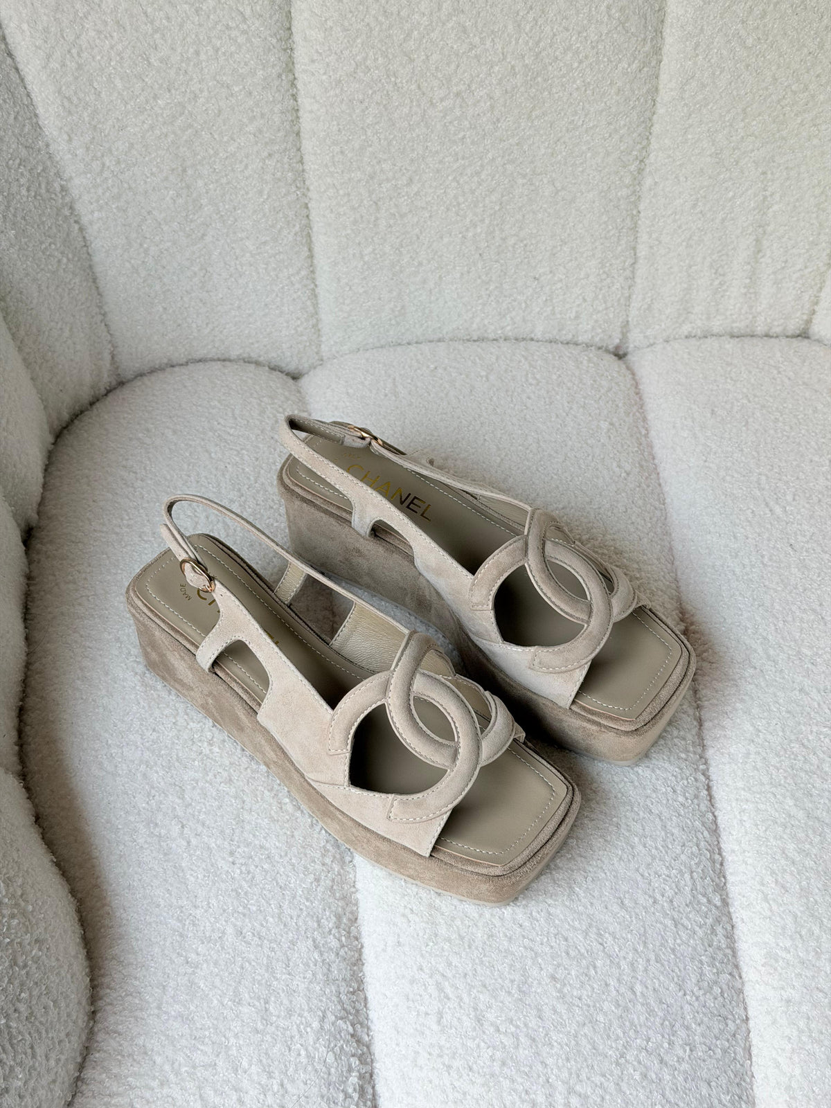 Chanel Slingback Suede Sandal