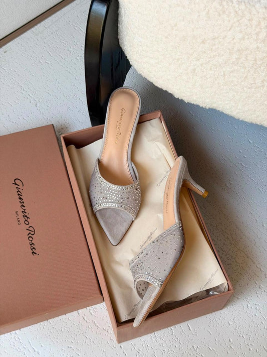Gianvito Rossi Crystal-Embellished Mules