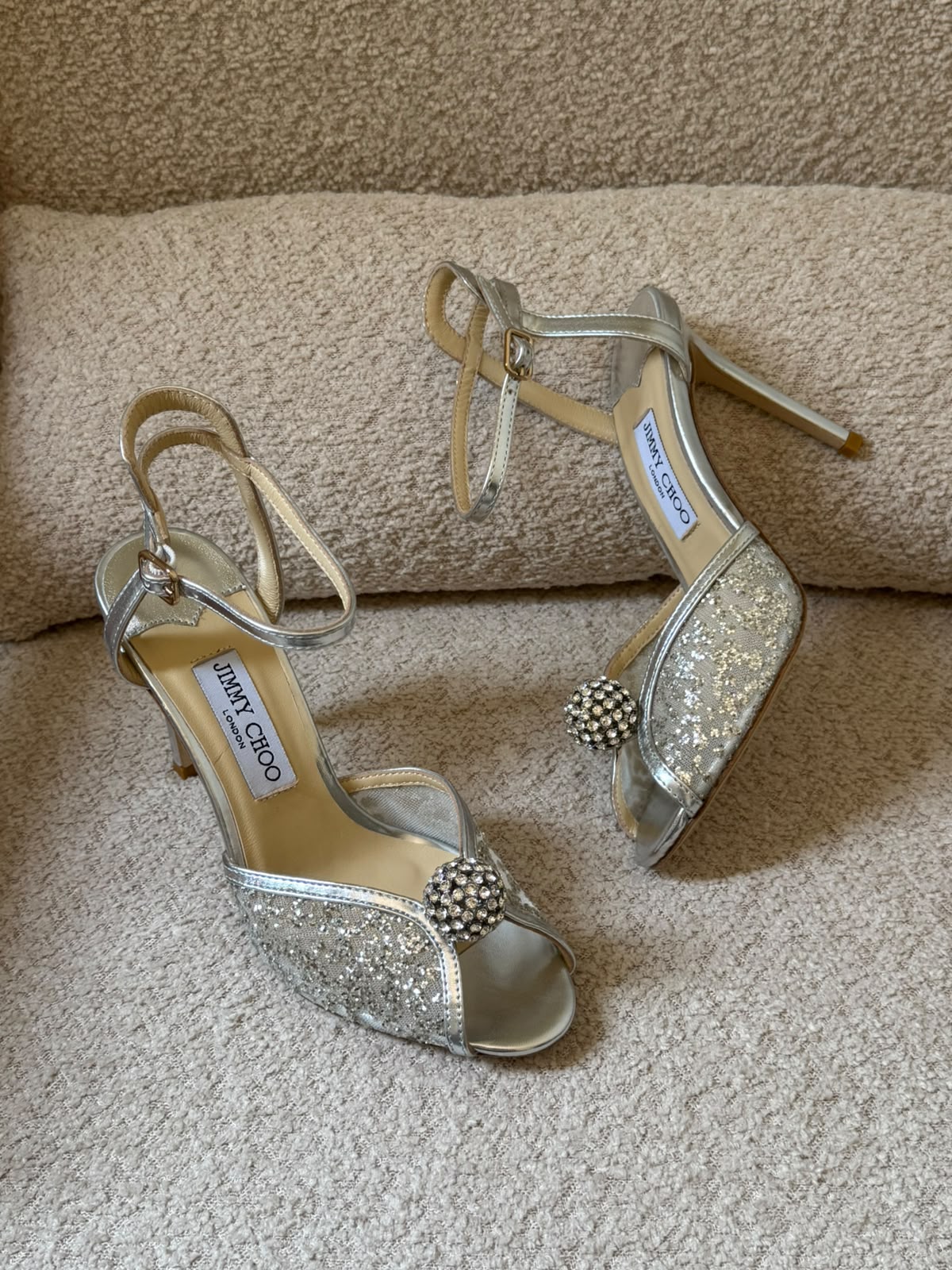 Jimmy Choo Crystal-Embellished Sandals In Lace