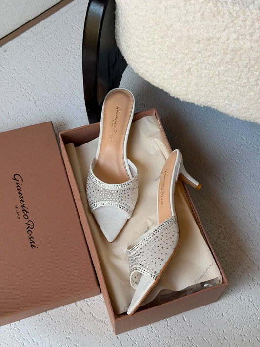 Gianvito Rossi Crystal-Embellished Mules