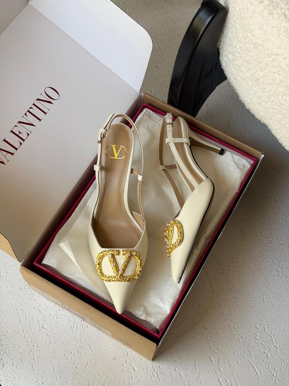 Valentine Garavani VLogo Slingback With Crystal Embellishment