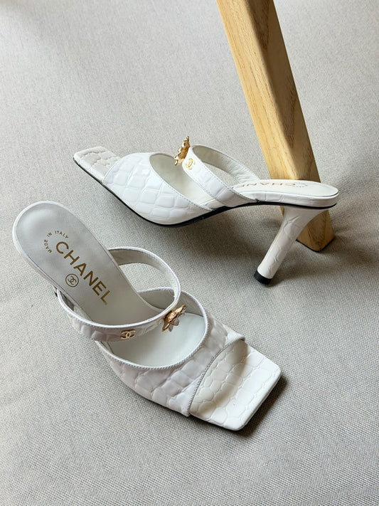 Chanel Crocodile Embossed Calfskin Leather Mules